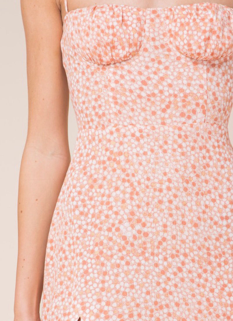 Peach Blossom Dotted Mini Dress