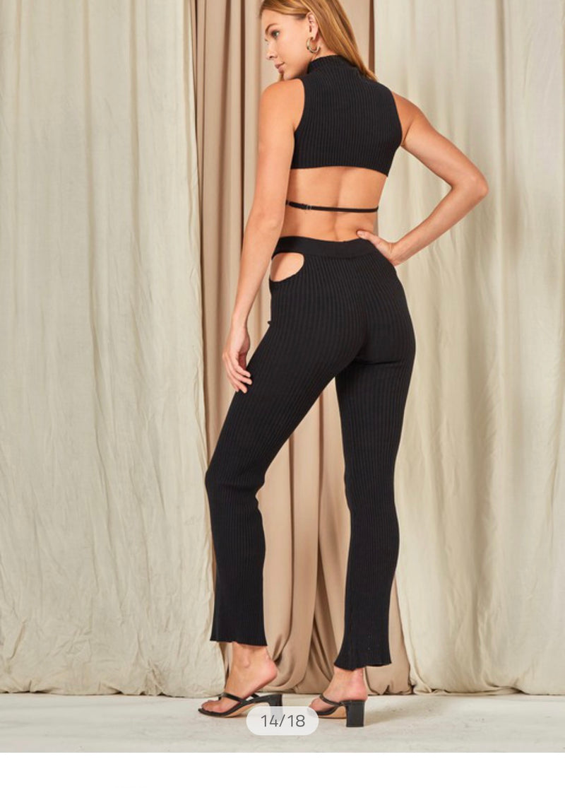 black top and pants two piece matching set