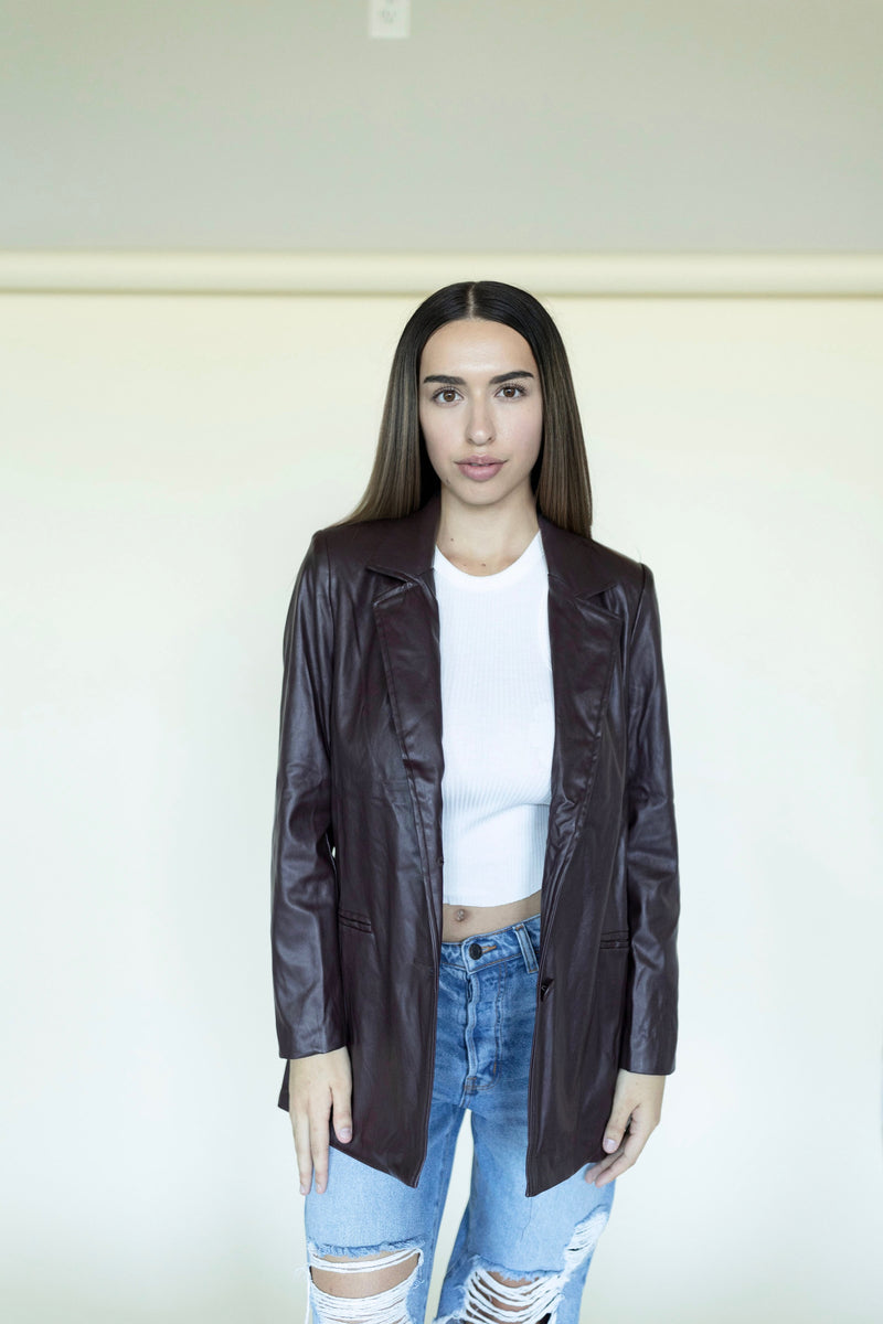 Timeless Vegan Leather Blazer Jacket
