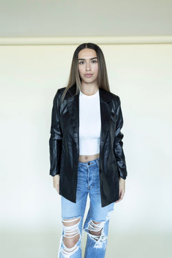 Timeless Vegan Leather Blazer Jacket
