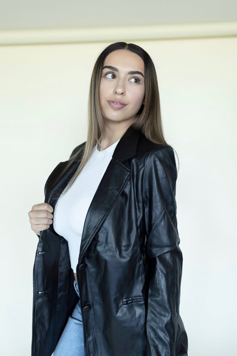 Timeless Vegan Leather Blazer Jacket